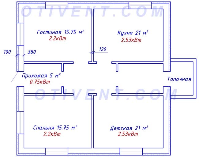 Maalaistalon ensimmäisen kerroksen suunnitelma on 100 neliömetriä.